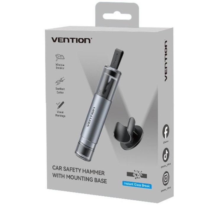 Vention Martillo de seguridad 2 en 1 para coche KRUH0 Gris